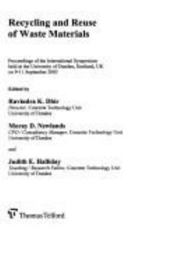 Recycling and Reuse of Waste Materials, , Very Good Book