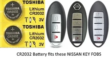 Remote Key Fob Replacement Battery for NISSAN Smart Key  - TOSHIBA  CR2032 2 Pkg