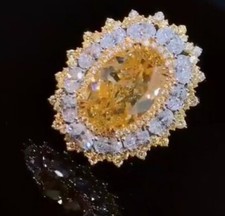 Spectacular A Fancy Intense Yellow Internally Flawless Citrine  White CZ Ring