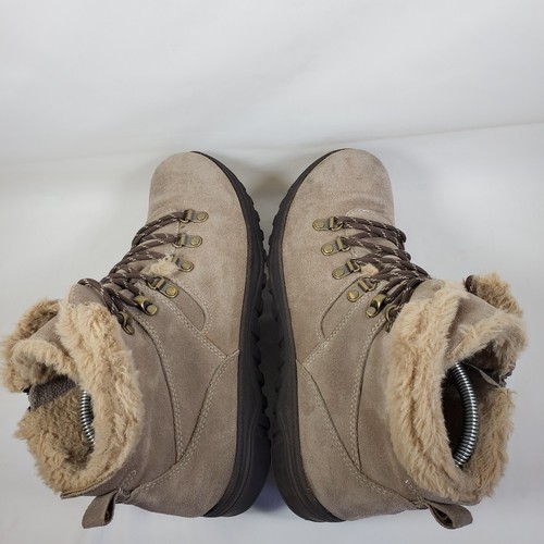 Earth Terrain Hiker Faux Fur Lined Lace-Up Hiking Boots Women's 11 M Taupe - Picture 5 of 8