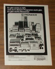 Seltene Werbung vintage PIONEER HiFi Componenten Bausteine Portfolio 1973