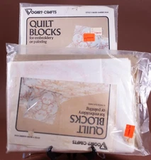 Vtg Vogart Crafts Quilt Blocks 2 Pkgs NIP & Open 8642D Americana 1981 Embroidery