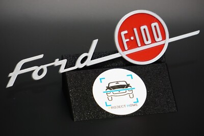1955 Ford F100 Hood Emblem Silver and Red- 3D Printed - Project Howe