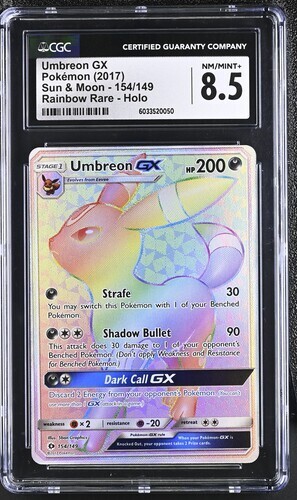CGC 8.5 UMBREON GX 154 SUN & MOON BASE SET SECRET RAINBOW RARE POKEMON