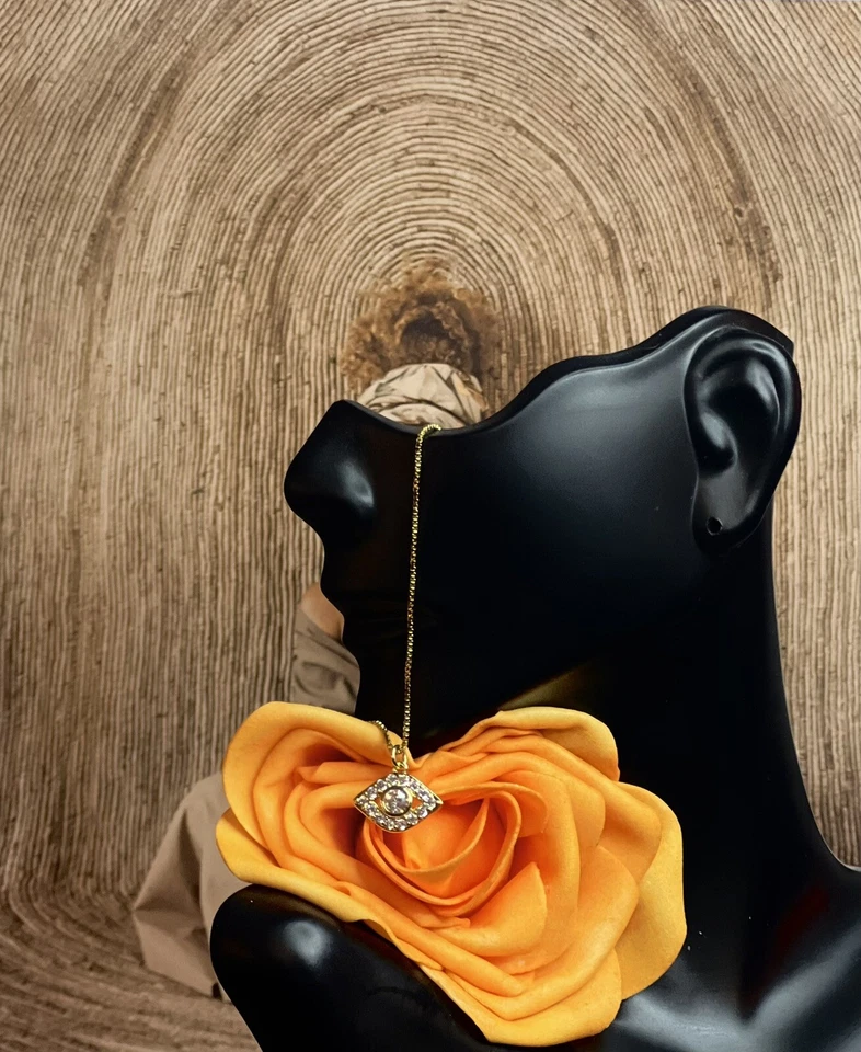 Collar Plata 925 Mal de Ojo, Colgante Tercer Ojo, Gargantilla Oro circonita Mal de Ojo Mujer Foto 3 de 3