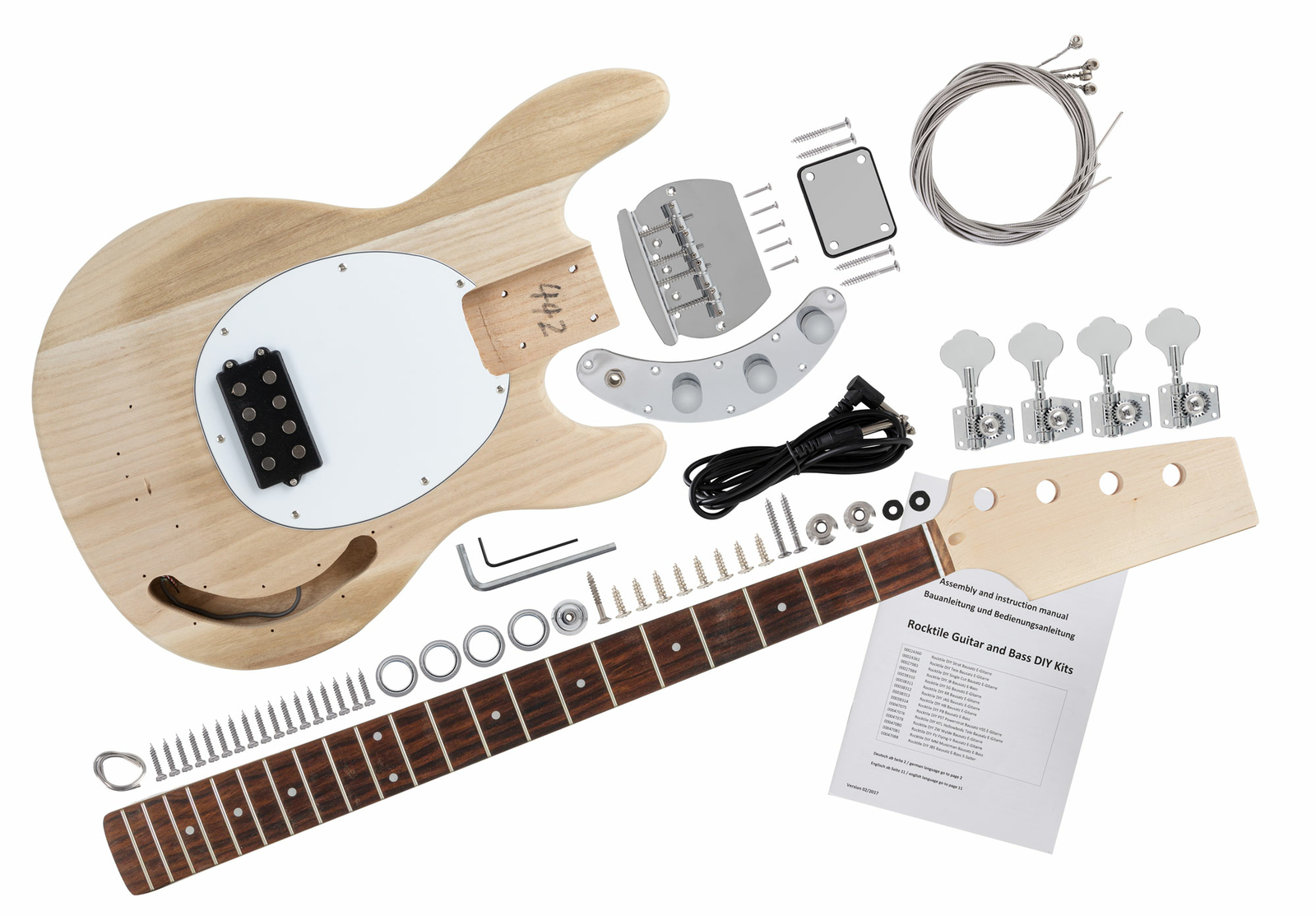 Basso Elettrico DIY Kit Fai Da Te MM-Style D'assemblaggio 21 Tasti Humbucker