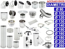 Canna Fumaria Kit Camino Uscita Fumi Stufa Tubo Acciaio Inox