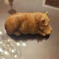 Vintage African Kamuti? Hand Carved Wood Hippopotamus Hippo Sculpture Figurine
