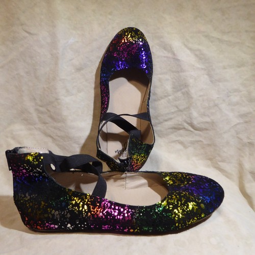 🩰 Monkey Feet elastische Ballerinas mit Kreuzriemen 8 M schwarz mit bunten Akzenten - Bild 2 von 15