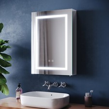 Illuminated Bathroom LED Mirror Cabinet with Shaver Socket Demister 500x700mm