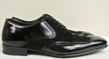Handmade Mens formal shoes, Men Black wing tip suede and leather dress shoe 7-17