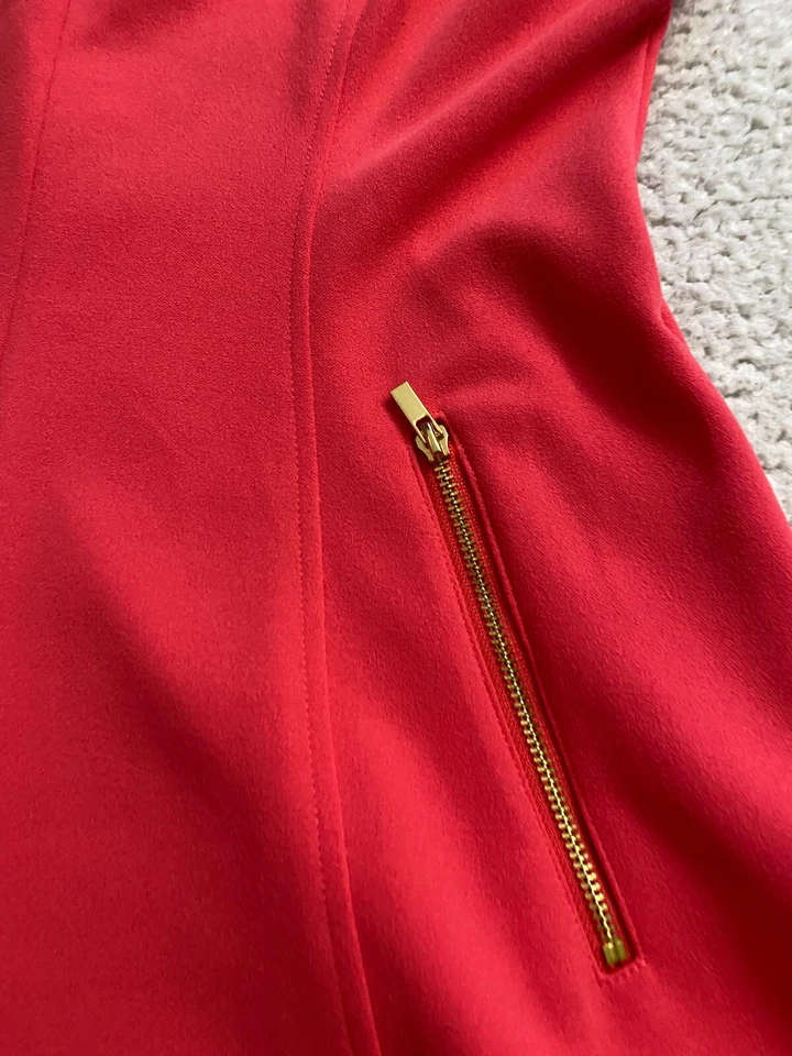 Marc New York Women Sleeveless V-Neck 1/2 Zip Shift Dress Orange Pink Size 6 Foto 4 de 4