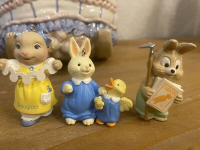 3 VTG Hallmark Easter Ornaments Cultivated Gardener, Daughter, &  Divine Duet
