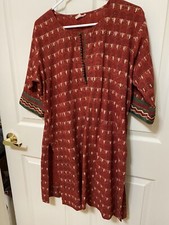 Cotton Indian Kurta Size ML With Decorative Border On Sleeves Distinctive Style
