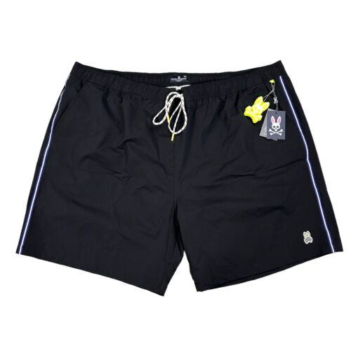 Psycho Bunny Mens Size 4XL Black Drawstring Trunk Swim Shorts Lined NEW