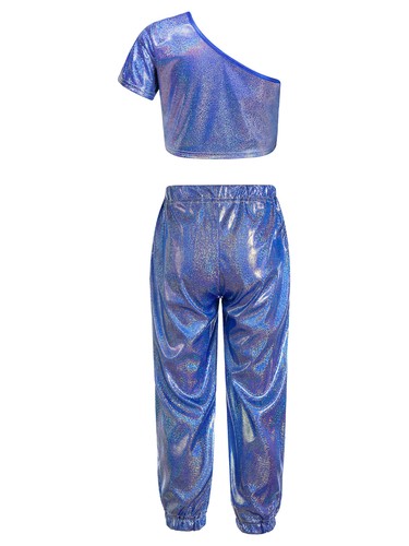 Girls Outfits Kids Set Elastic Waistband Costume Stretchy Pants 2pcs Crop Top - Picture 35 of 66