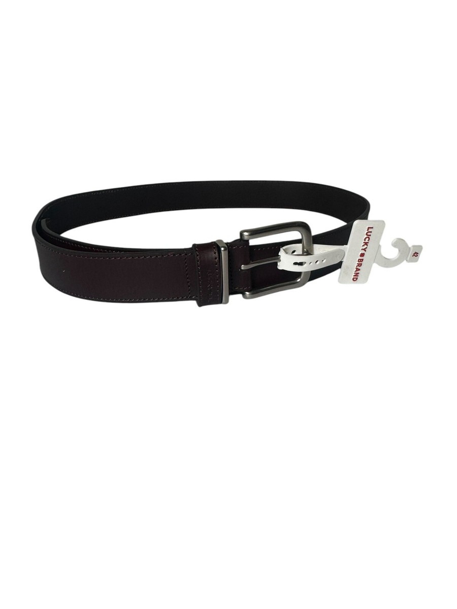 Lucky Brand Mens Flexible Dark Brown Leather Belt New Sz 42 
