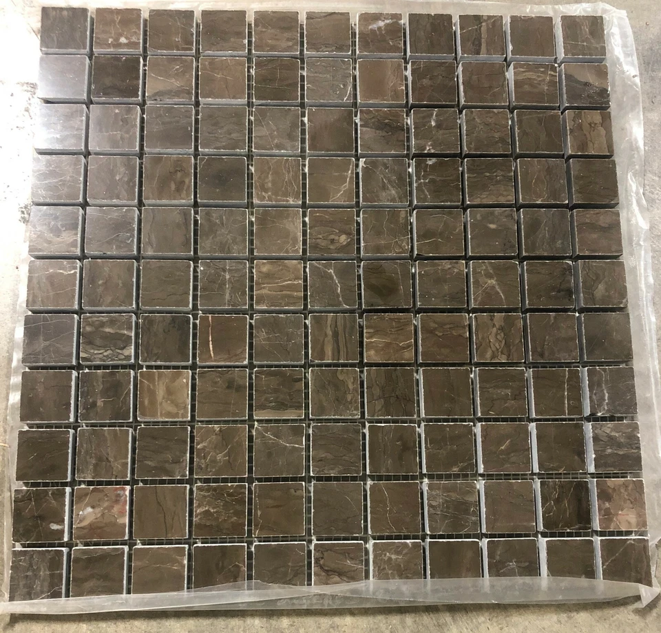 Mosaico de mármol marrón 12x12 remodelación de azulejos mosaico de piedra (azulejo único) T-01 Foto 2 de 4