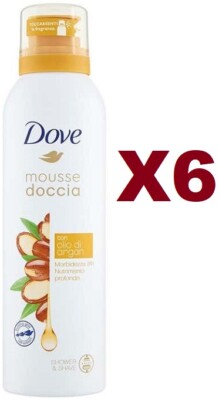 6 STÜCK WO DUSCHMOUSSE ARGANÖL 200ML WASCHEN UND STRAHLEN WEICHHEIT 24H 