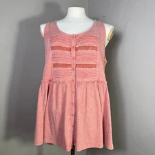 Torrid Textured Jersey Scoop Neck Button Down Babydoll Coral 1/1X