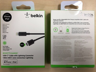 Belkin Boost Charge 4FT USB-C Cable with Lightning Connector -MFI Certified