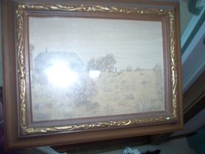 Vintage western scene  Signed Mid-century 5x7 painting hatlie Norton