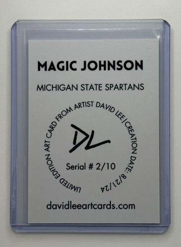 Magic Johnson Limited Edition Artist Signed Michigan State Spartans Card 2/10 - Picture 2 of 2