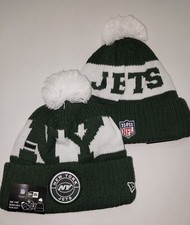 New York Jets Team Hat Cuffed Fleece Removable Pom Beanie Knit Cap New