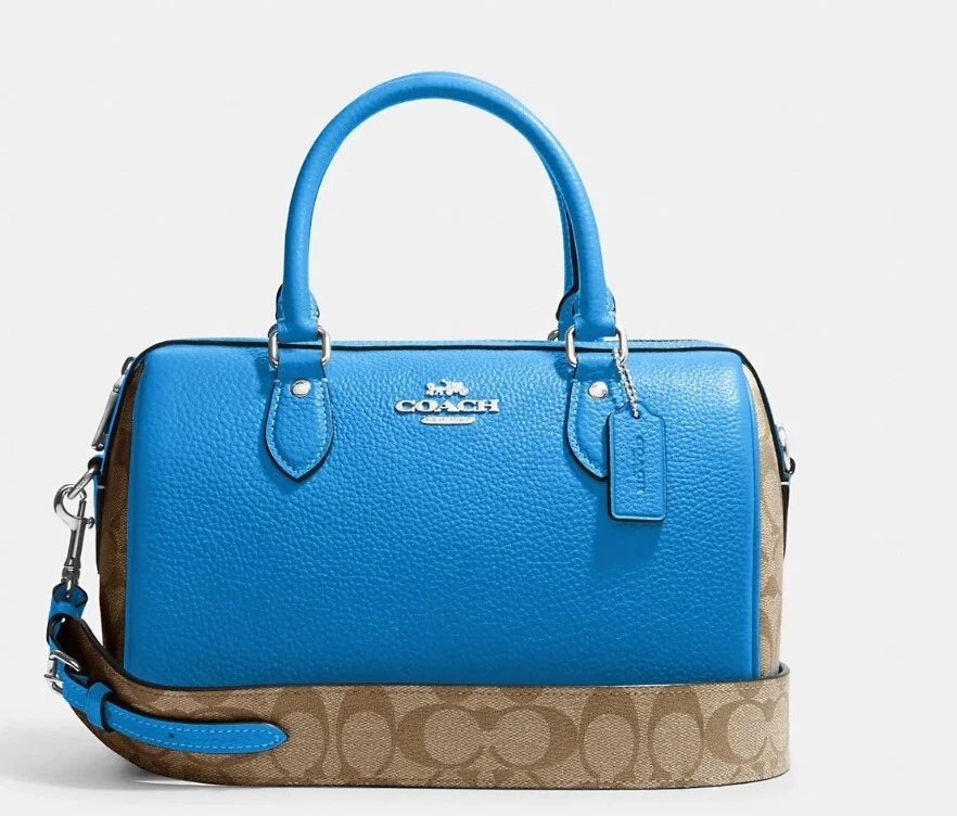 Coach Signature Canvas Racer Blue Rowan Satchel