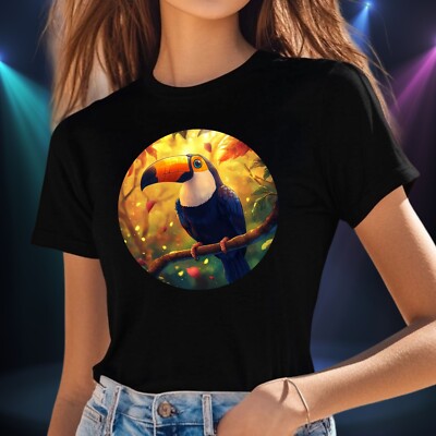 Frauen T-Shirt Tukan Vogel Anime Motiv Baumwolle Größe S bis 3XL