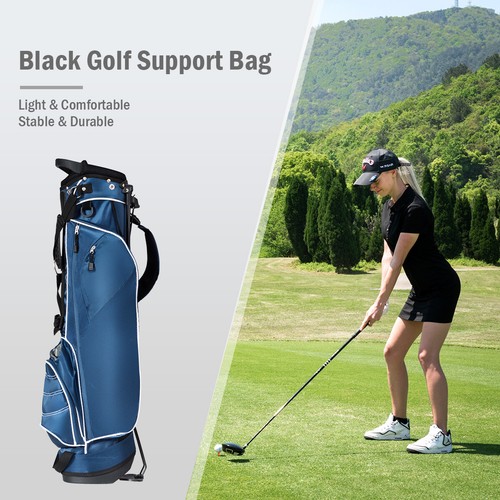 Golf Stand Cart Bag Club w/4 Way Divider Carry Organizer Pockets Storage Blue - Picture 5 of 9