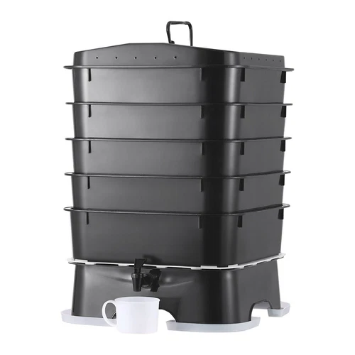 5-Tray Worm Composter, 50 L Worm Compost Bin, Sustainable Design Worm Farm Kit