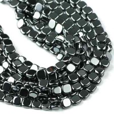 3/4/6/8MM Natural Black Hematite Flat Square Cube Loose Beads for Jewelry Making