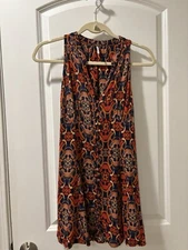 Free People Get Together Groovy Printed Tunic Mini Dress Pockets Women’s 2