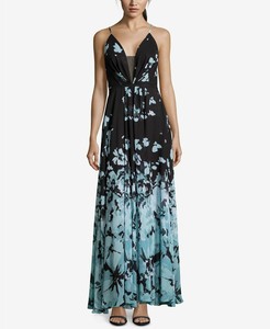 betsy and adam floral chiffon gown