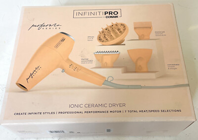 Conair InfinitiPRO Performa Series Ionic Ceramic Hair Dryer with Diffuser, Peach