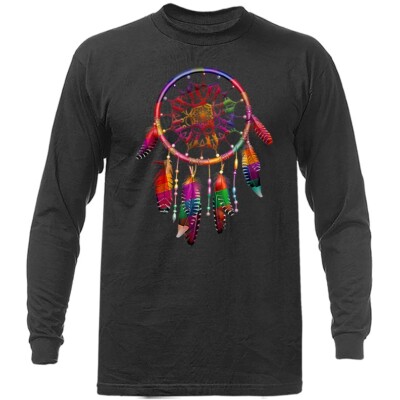 Colorful Dreamcatcher Feathers Tribal Native American Long Sleeve