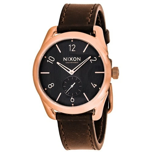 Nixon C39 Rose Gold Brown Leather Mens Watch A459 1890