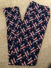 LuLaRoe OS Leggings Red White Blue Stars Fireworks Americana American Dreams