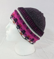Colorful Handmade Soft Alpaca Pink Purple Beanie Unisex Boho Peru