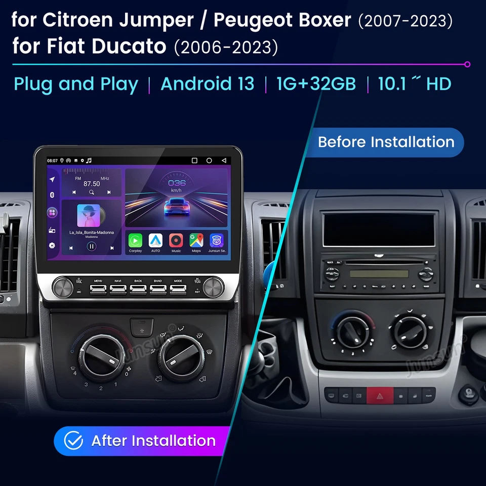 10.1" CarPlay Stereo Radio 32GB GPS For Fiat Ducato/Peugeot Boxer/Citroen Jumper - Image 2 of 4