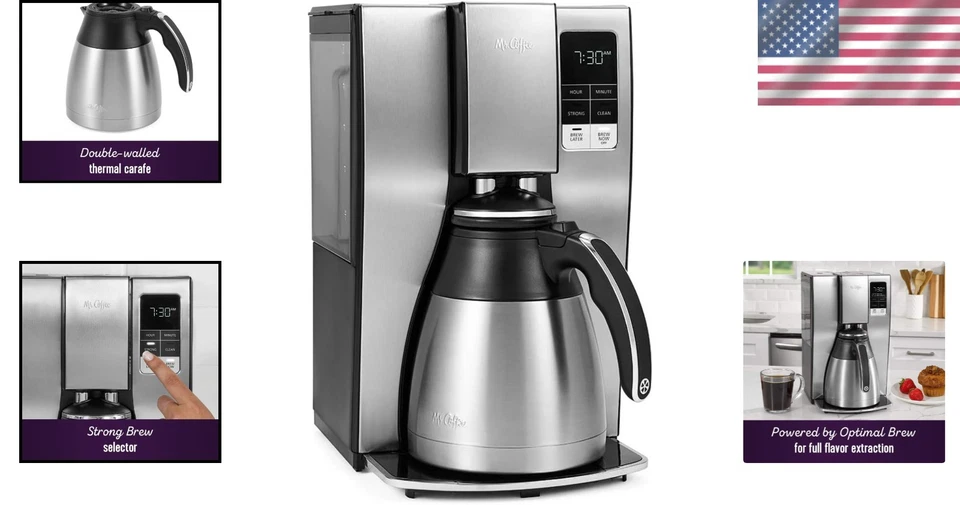 Stainless Steel 10-Cup Coffee Maker with Auto Pause & Brew Later Functionality - Image 2 of 4