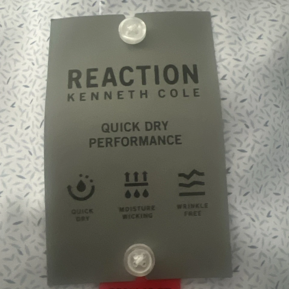 Camisa social masculina Kenneth Cole Reaction secagem rápida desempenho, branca/azul, M - Imagem 3 de 4