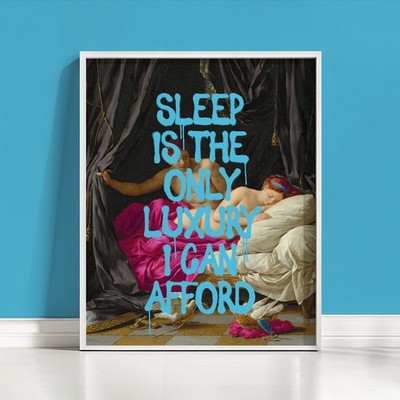 Funny Sleep Quote Poster Maximalist Altered Art Bedroom Aesthetic Wall Print