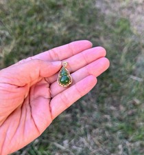 Genuine 100 Natural Green Nephrite Jade SS925 Pendant B651 a
