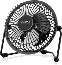 xasla 4 Inch Small USB Desk Fan, Mini Quiet Fan with 6.1*3.7*6.1", Black 
