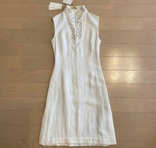 VALENTINO ROMA Beaded Sleeveless Dress Women Size 40/6 Ivory Vintage Japan 5F