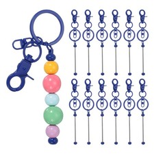 12Pcs Beadable Keychains, DIY Beaded Keychain Making Kit, Dark Blue