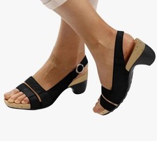 Women  s Open Toe Low Heel Sandals Ankle Strap Summer Beach Size 8