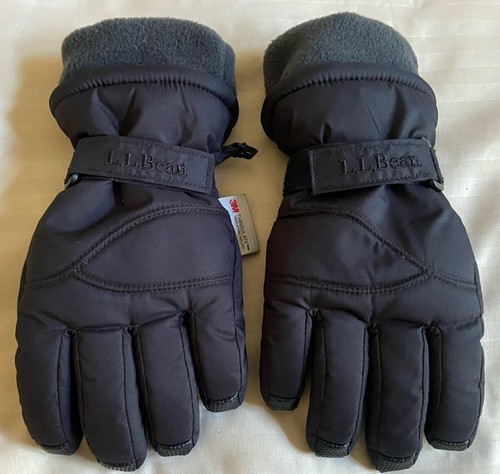 LL Bean Kids Youth Boys Girls Black Winter Ski Snow Gloves - Size S